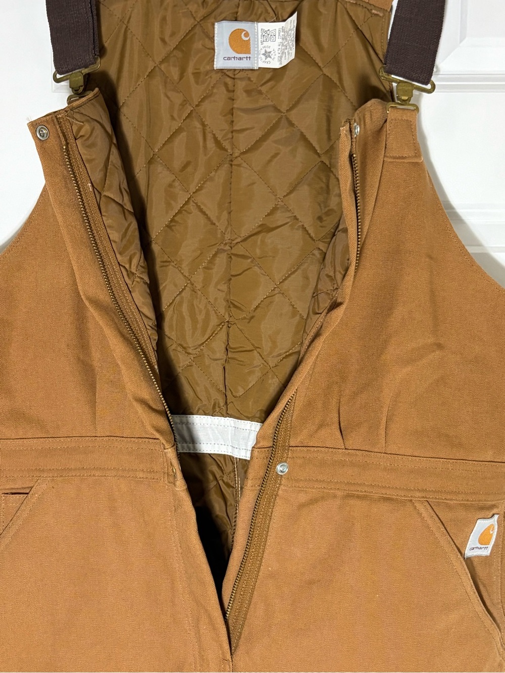 VTG Carhartt BQW226 Women’s 18 Petite Brown Quilt Lined Overalls USA Made - Picture 7 of 12